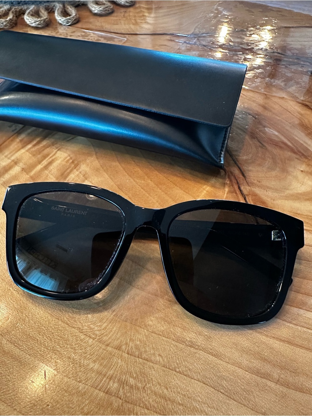 Saint Laurent Oversized Black Sunglasses with Dark Lenses